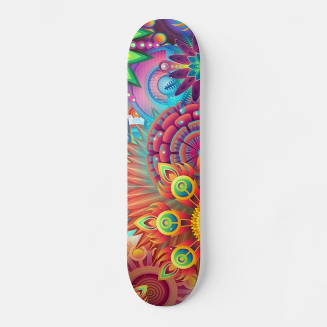 Skateboard Flores coloridas (Anverso)