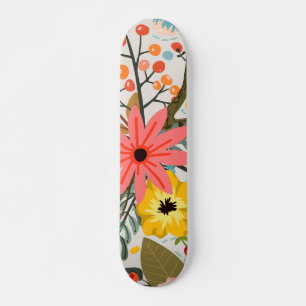 Skateboard Flores Coloridas Cuta de acuarela