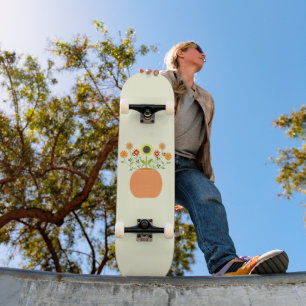 Skateboard Flores de Acción de Gracias en Calabaza