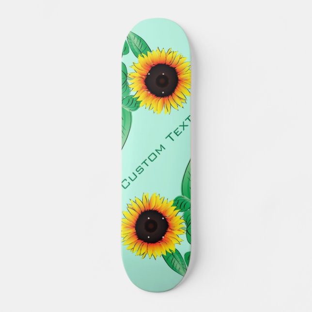 Skateboard Flores de arte - Añade tu texto / nombre - (Anverso)