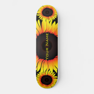 Skateboard Flores de arte - Añadir tu nombre / texto / número
