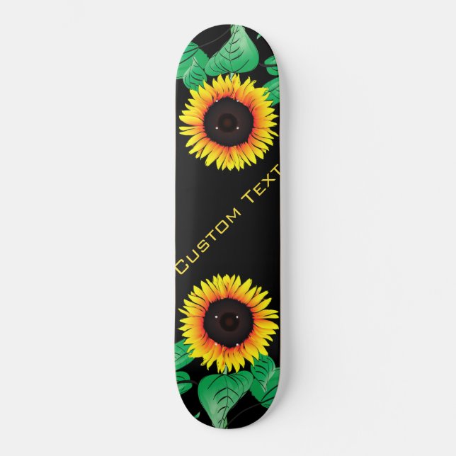 Skateboard Flores de arte - Añadir tu texto / nombre (Anverso)