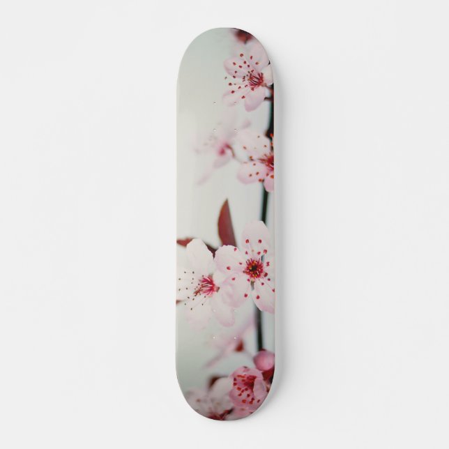 Skateboard Flores de cerezo rosa vintage (Anverso )