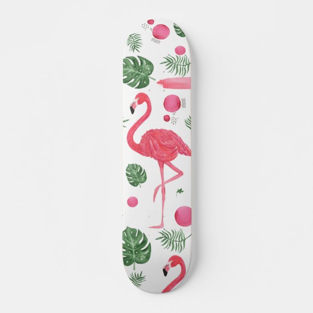 Skateboard Flores de flamenco rosadas lindas elegantes de la (Anverso )
