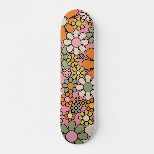 Skateboard Flores de jardín retro Groovy patrón floral de los (Anverso )
