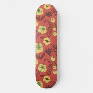 Skateboard Flores de patrón sin soldadura floral amarillas y 