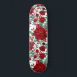 Skateboard Flores de Poinsettia Rojas de cerezo Ivy Leaves ac<br><div class="desc">Este patrón festivo y hermoso es perfecto para la temporada de Navidades. Tiene flores de poinsettia verde salado, hojas de hiedra y bayas azucaradas encima de un sencillo fondo blanco. Es elegante, moderno, artístico y bonito, el diseño perfecto para el invierno. Estilizar con este patrón único pintado a mano por...</div>