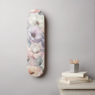 Skateboard Flores de Rosa Elegantes