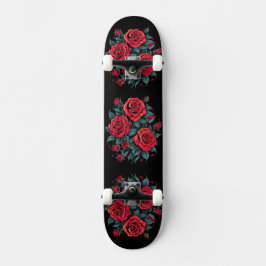 Skateboard Flores de rosa rojo