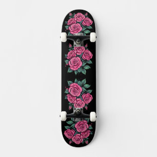 Skateboard Flores de Rosa Rosa
