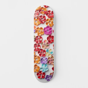 Skateboard Flores de tela de coser hechas a mano de primavera