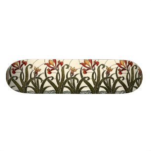 Skateboard Flores de vidrio manchado con una frontera tan est