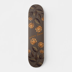 Skateboard Flores doradas