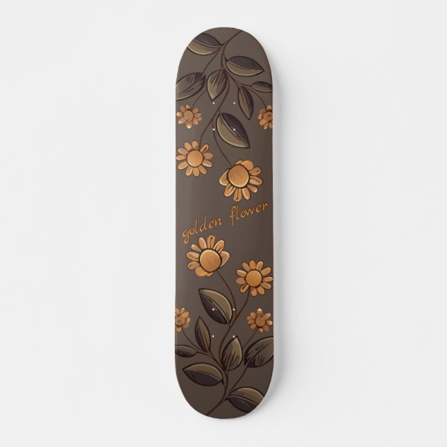 Skateboard Flores doradas (Anverso )