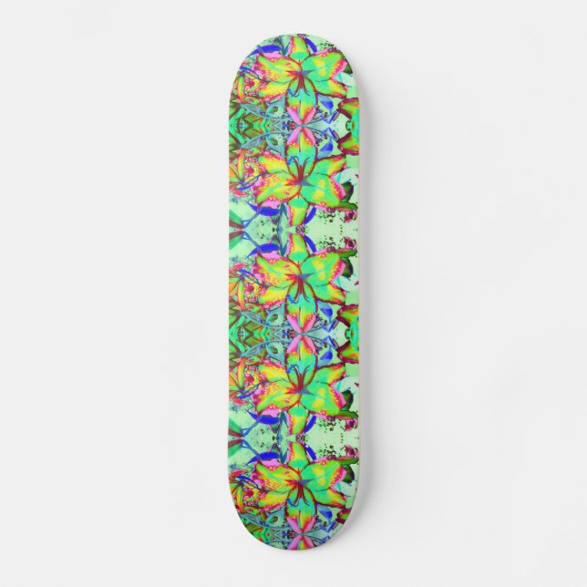 Skateboard Flores elegantes abstractas retro flores lirios (Anverso)
