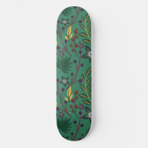 Skateboard Flores florales sin costura de fondo verde