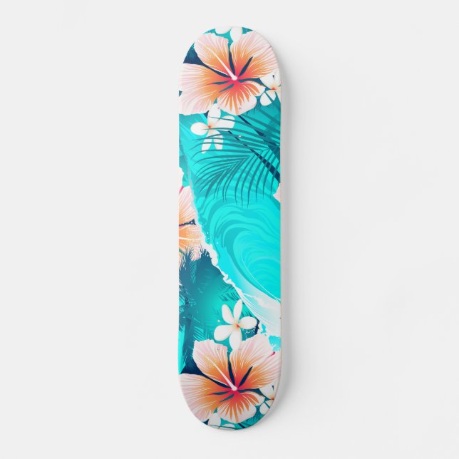 Skateboard Flores hibiscus en la playa (Anverso)