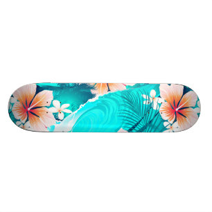 Skateboard Flores hibiscus en la playa