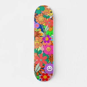 Skateboard Flores Hippie Retro Groovy Boho