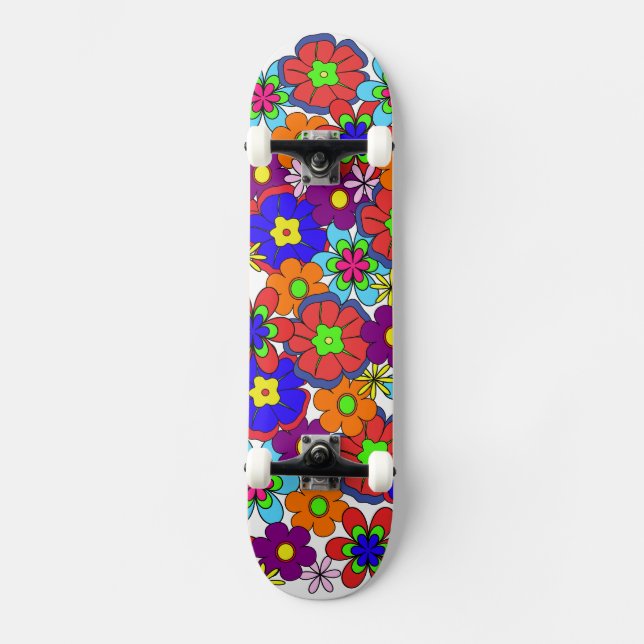 Skateboard Flores Hippy Retro (Anverso)