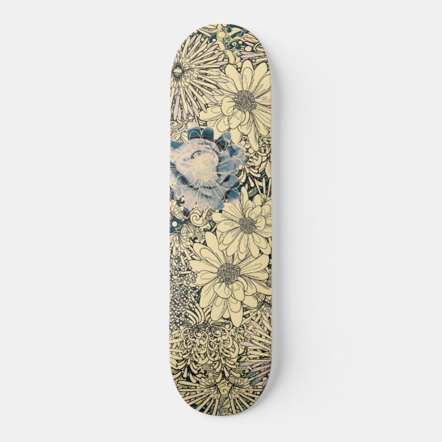 Skateboard Flores ilustradas de época (Anverso)