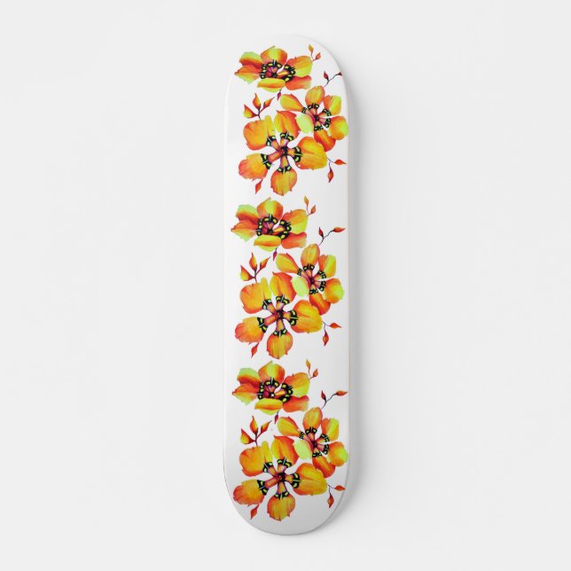 Skateboard Flores Naranjas elegantes - Personalizar tu propia (Anverso )