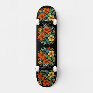 Skateboard Flores naranjas y amarillas