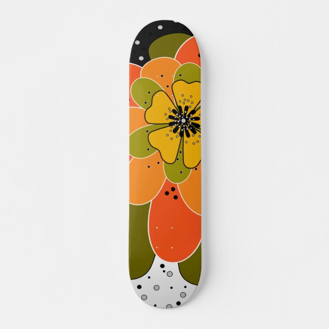 Skateboard Flores otoñales, otoño, flor, ilustracion (Anverso )