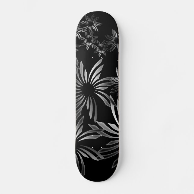 Skateboard Flores plateadas (Anverso)