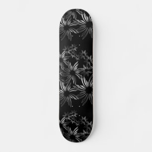 Skateboard Flores plateadas