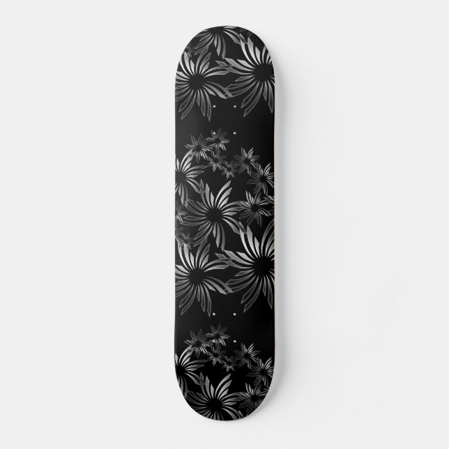 Skateboard Flores plateadas (Anverso)