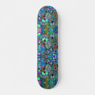 Skateboard Flores psicodélicas moradas y verdes del jardín li