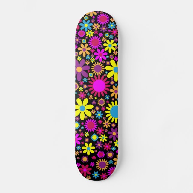 Skateboard Flores psicodélicas vibrantes en Bloom-67566 (Anverso)