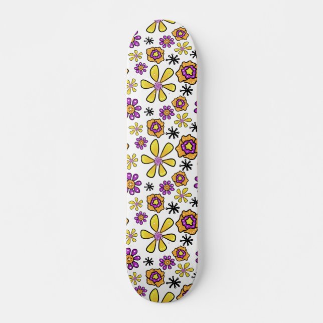 Skateboard Flores retro Groovy (Anverso )