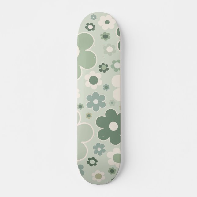 Skateboard Flores Retro Sage Green Abstract Floral (Anverso )