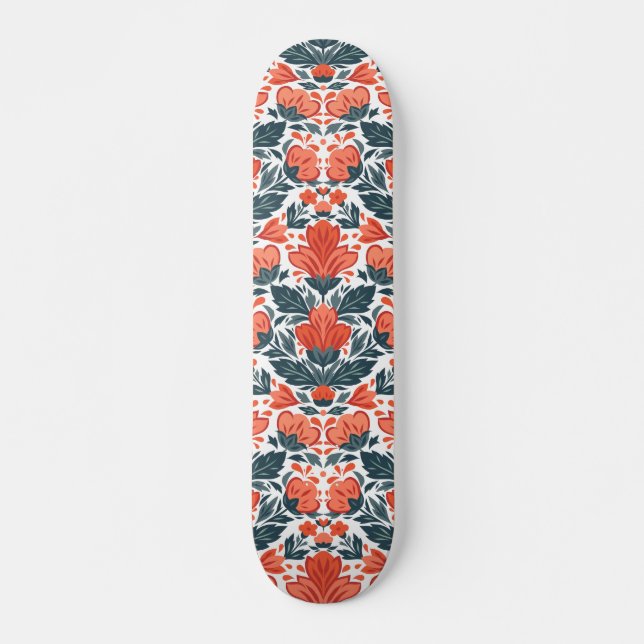 Skateboard Flores rojas decorativas (Anverso )