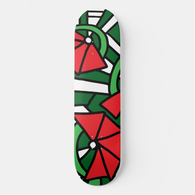 Skateboard Flores rojas Doodle Art (Anverso)