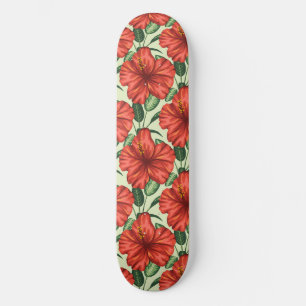 Skateboard Flores rojas trópicas sin costura
