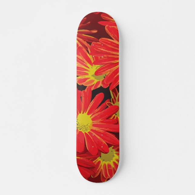 Skateboard Flores rojas y amarillas 1 (Anverso )