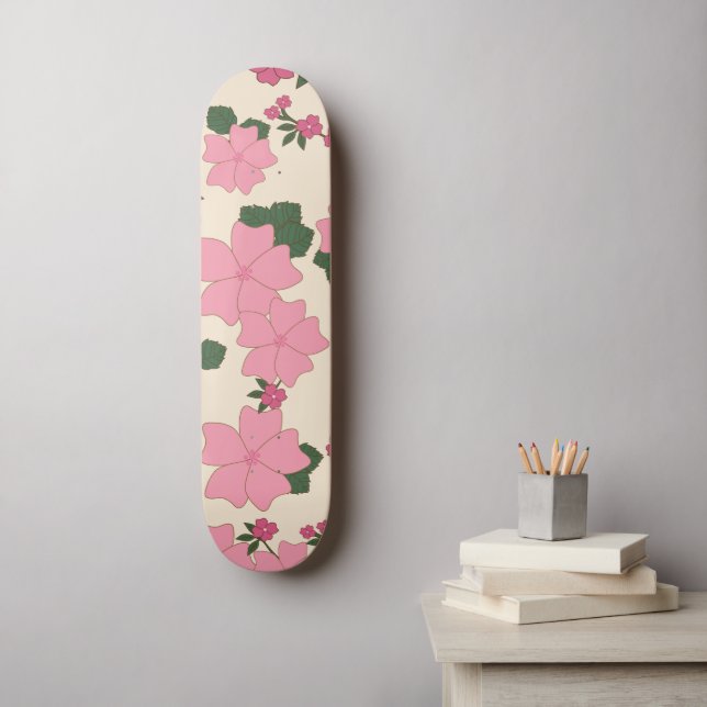 Skateboard Flores Rosa, Patrón Floral, Patrón De Flores (Arte de la pared)
