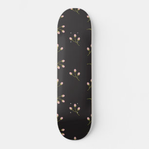Skateboard Flores rosadas Green Stem Black Floral Spring