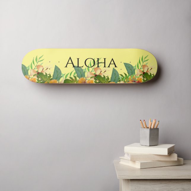 Skateboard Flores Tropicales Aloha  (Arte de pared (horz))