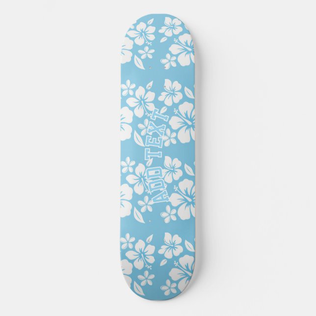 Skateboard Flores tropicales de playa azul (Anverso)