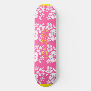 Skateboard Flores Tropicales De Playa Rosa