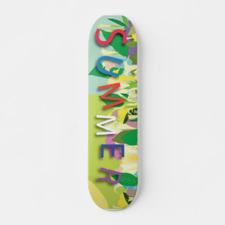 Skateboard flores tropicales de verano