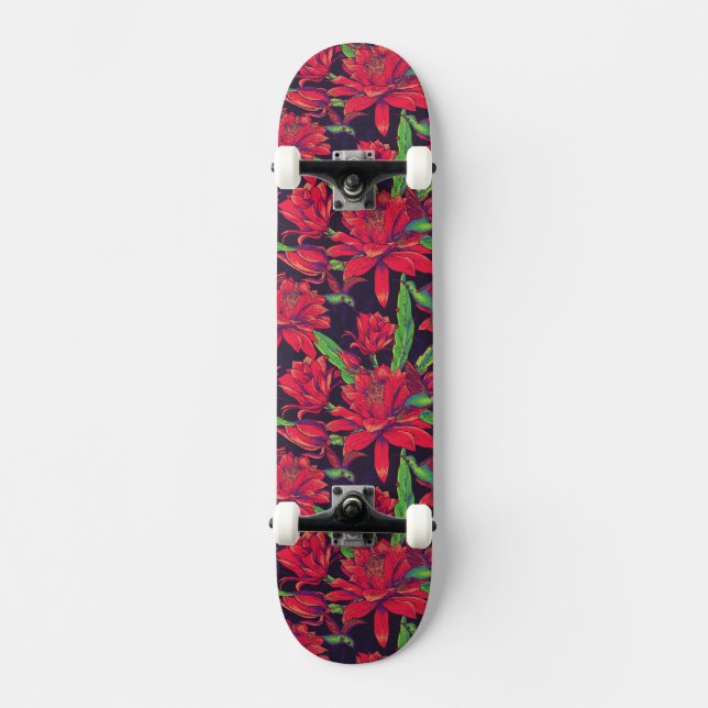 Skateboard Flores y colibríes (Anverso)