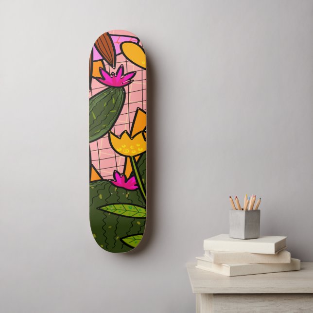 Skateboard Flores y hojas tropicales abstractas (Arte de la pared)
