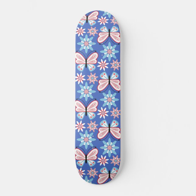 Skateboard Flores y mariposas (Anverso)