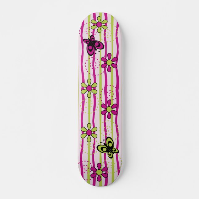 Skateboard Flores y mariposas (Anverso )