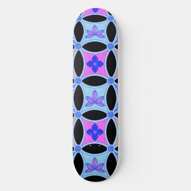Skateboard Flores y patrones (Anverso)